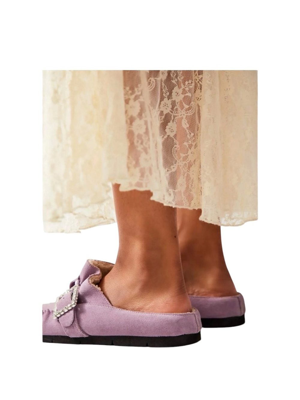Free People After Riding Mules Lavender Suede Shearling Size 8 - Picture 4 of 9
